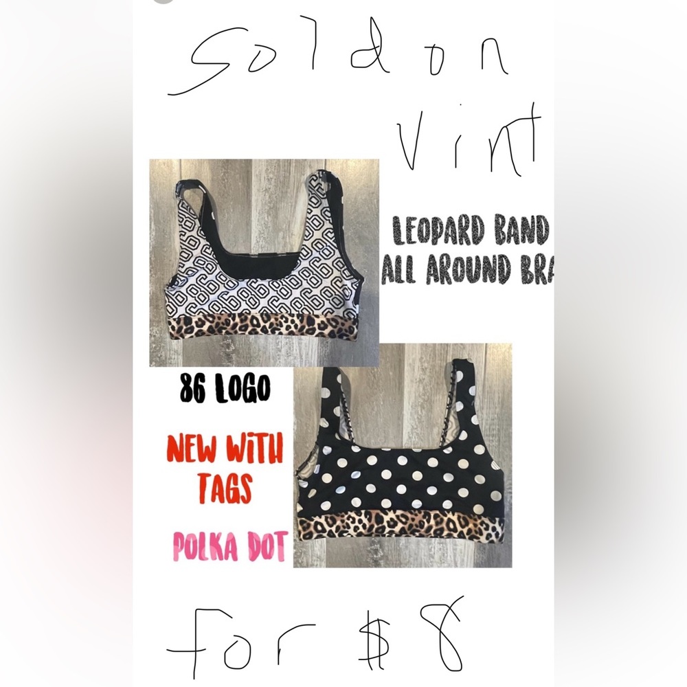 Victoria Secret Polka Dot Leopard 86 Logo Sports Bra New With Tags 🏷️